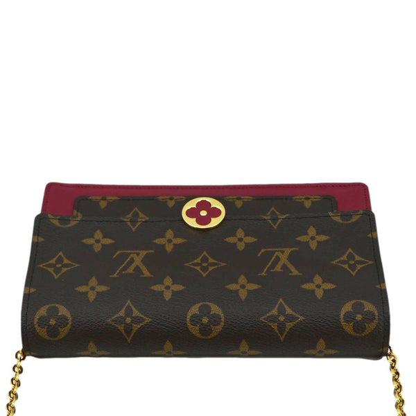 LOUIS VUITTON Flore Monogram Canvas Chain Wallet Shoulder Bag Fuchsia