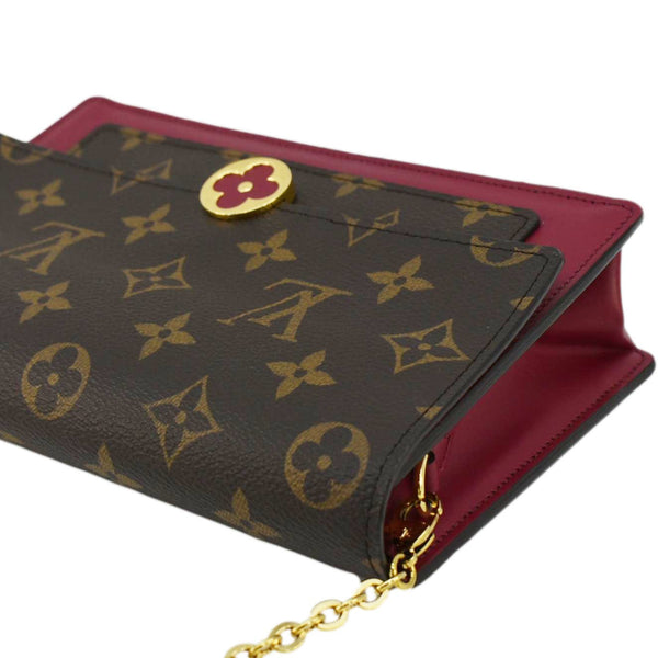 LOUIS VUITTON Flore Monogram Canvas Chain Wallet Shoulder Bag Fuchsia