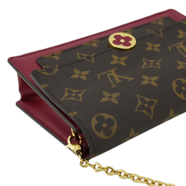 LOUIS VUITTON Flore Monogram Canvas Chain Wallet Shoulder Bag Fuchsia