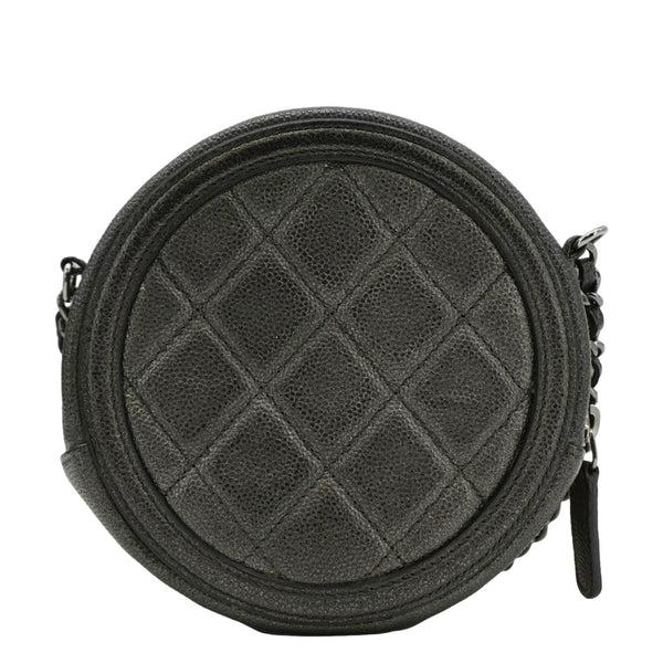 CHANEL Round Filigree Caviar Quilted Leather Crossbody Bag Black