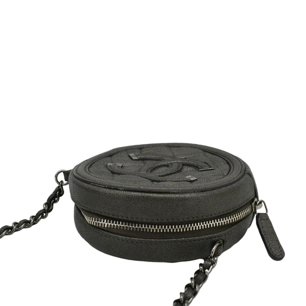 CHANEL Round Filigree Caviar Quilted Leather Crossbody Bag Black