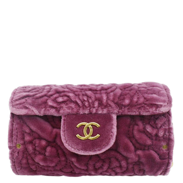 CHANEL Camellia Velvet Chain Vanity Bag Pink