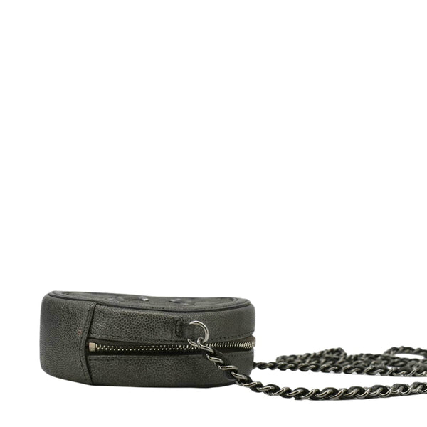 CHANEL Round Filigree Caviar Quilted Leather Crossbody Bag Black