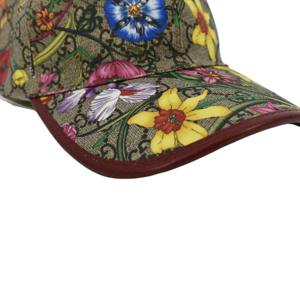 GUCCI Claudia Baseball GG Supreme Flora Canvas Hat Red 58 CM 603986