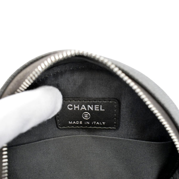 CHANEL Round Filigree Caviar Quilted Leather Crossbody Bag Black