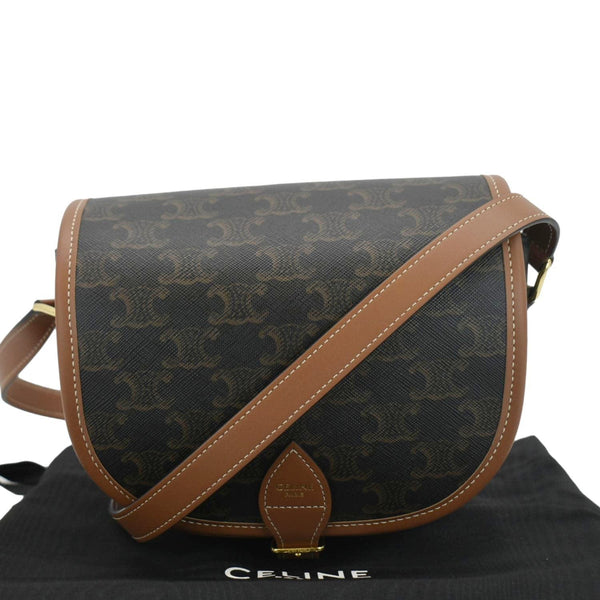 CELINE Folco Medium Triomphe Canvas Shoulder Bag Brown