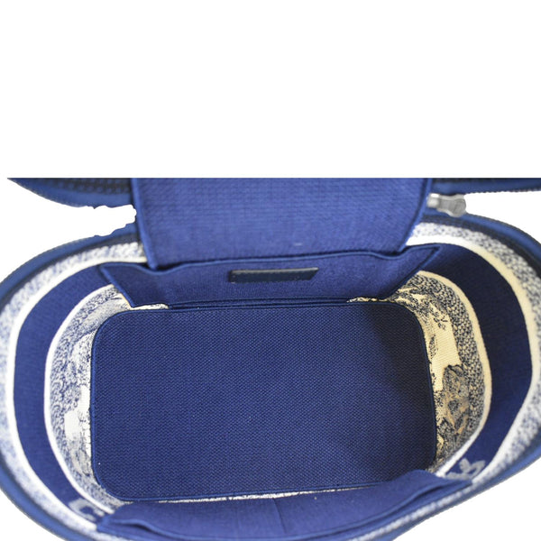 CHRISTIAN DIOR Travel Oblique Embroidery Canvas Vanity Case Blue