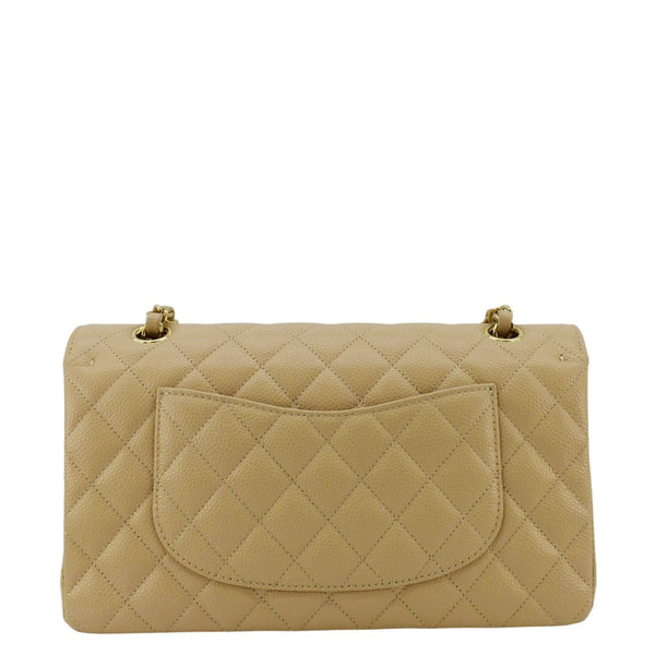 CHANEL Double Flap Medium Quilted Caviar Leather Shoulder Bag Cream