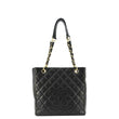 CHANEL Petite Quilted Caviar Leather Shopping Tote Shoulder Bag Black