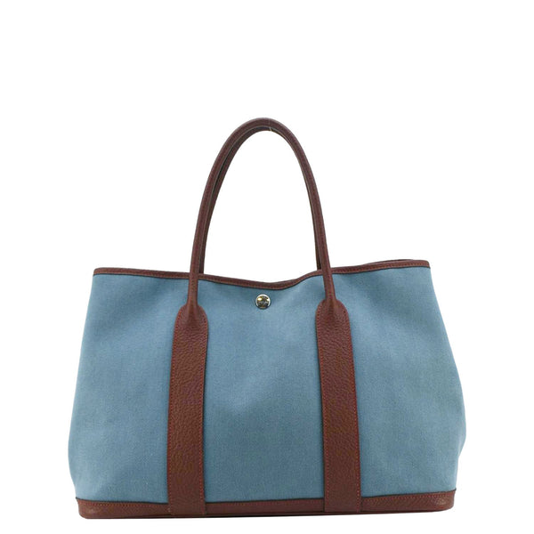 HERMES Garden Party 36 Leather Tote Bag Blue Teal