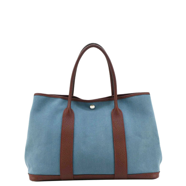 HERMES Garden Party 36 Leather Tote Bag Blue Teal