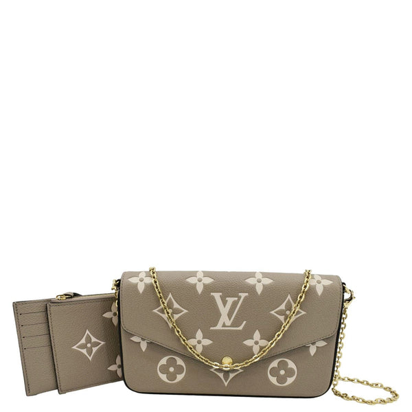 LOUIS VUITTON Felicie Pochette Monogram Empreinte Crossbody Bag Tourterelle/Creme  front look