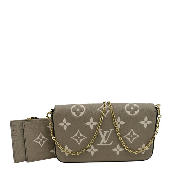 LOUIS VUITTON Felicie Pochette Monogram Empreinte Crossbody Bag Tourterelle/Creme back look