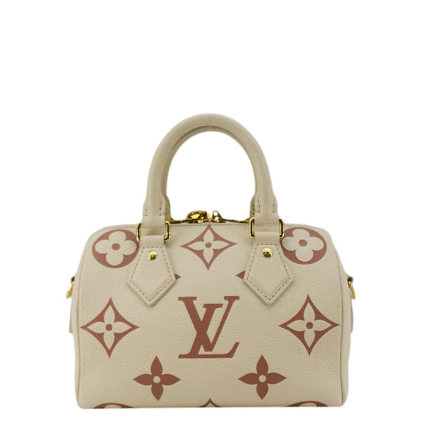 LOUIS VUITTON Speedy 20 Bandouliere Giant Monogram Empreinte Leather Shoulder Bag Cream