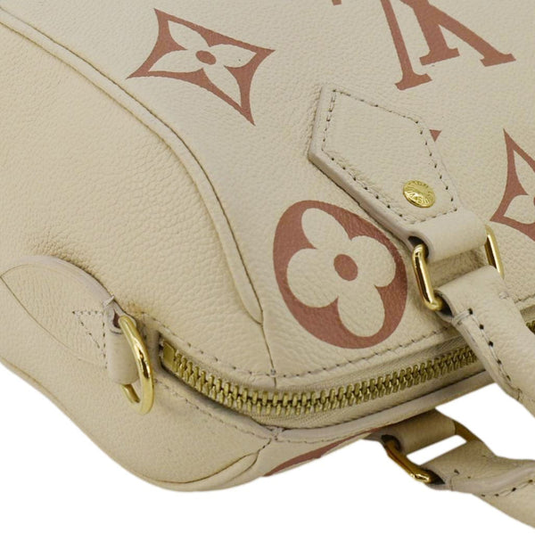 LOUIS VUITTON Speedy 20 Bandouliere Giant Monogram Empreinte Leather Shoulder Bag Cream