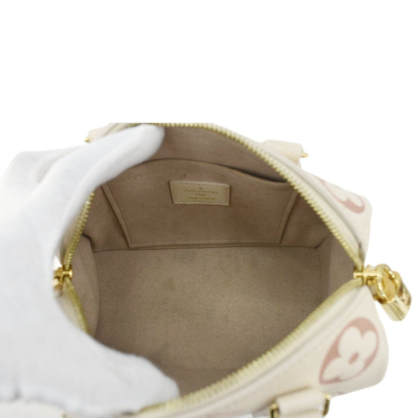 LOUIS VUITTON Speedy 20 Bandouliere Giant Monogram Empreinte Leather Shoulder Bag Cream