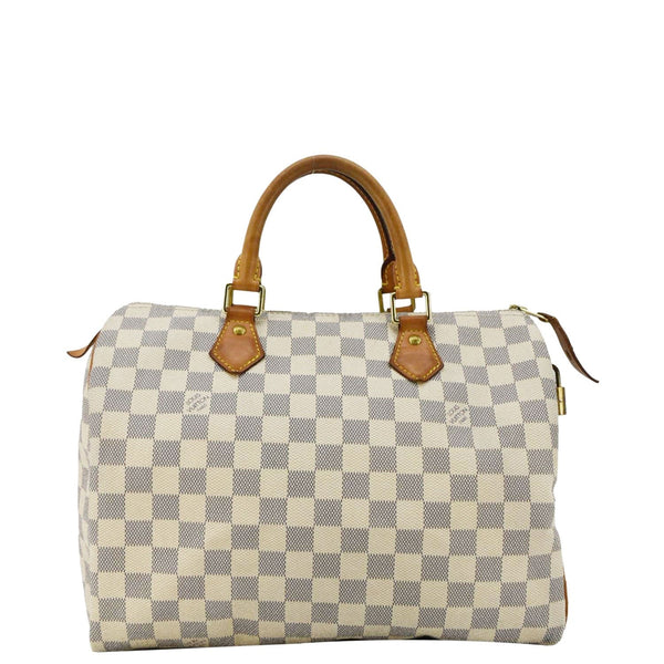 LOUIS VUITTON Speedy 30 Damier Azur Satchel Bag White