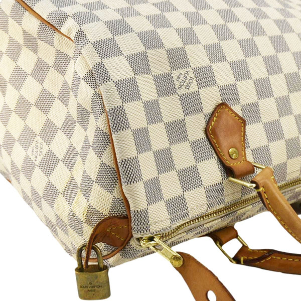 LOUIS VUITTON Speedy 30 Damier Azur Satchel Bag White