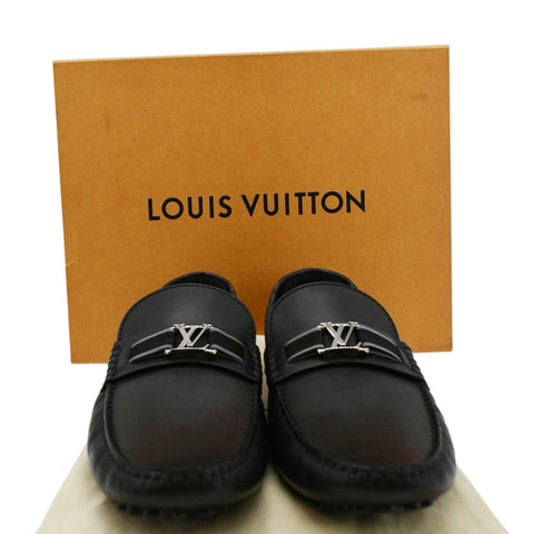 LOUIS VUITTON Hockenheim Moccasin Leather Loafers Black US 10