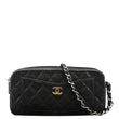 CHANEL Front Pocket Quilted Caviar Leather Chain Shoulder Bag Black