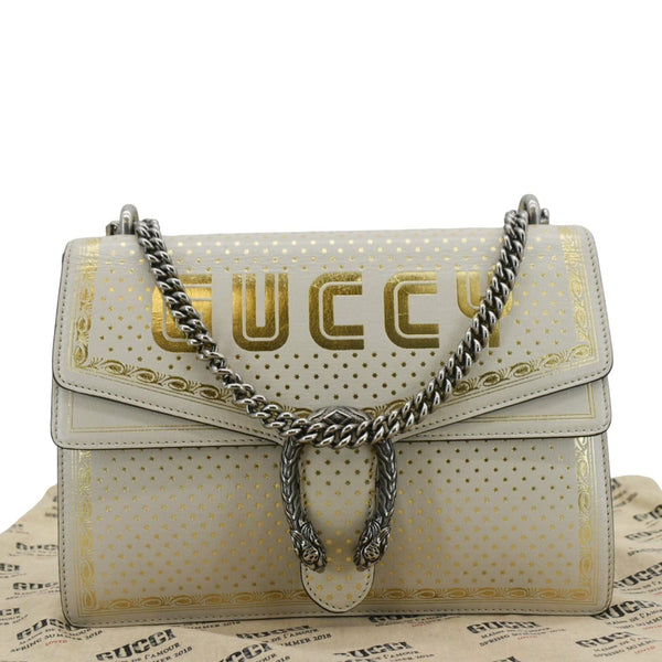 GUCCI X SEGA Dionysus Medium GUCCY Stars Leather Shoulder Bag White 400235