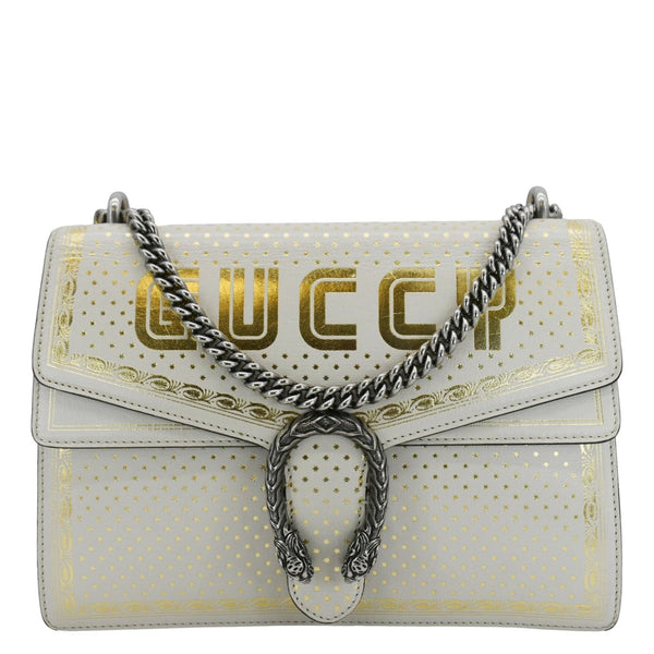 GUCCI X SEGA Dionysus Medium GUCCY Stars Leather Shoulder Bag White 400235