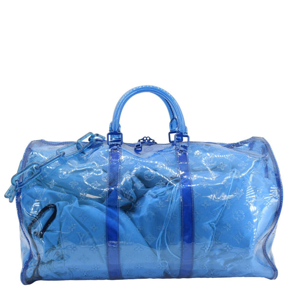 LOUIS VUITTON Keepall 50 Bandouliere Transparent PVC Travel Bag Blue