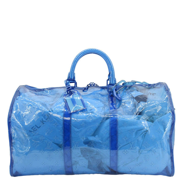 LOUIS VUITTON Keepall 50 Bandouliere Transparent PVC Travel Bag Blue