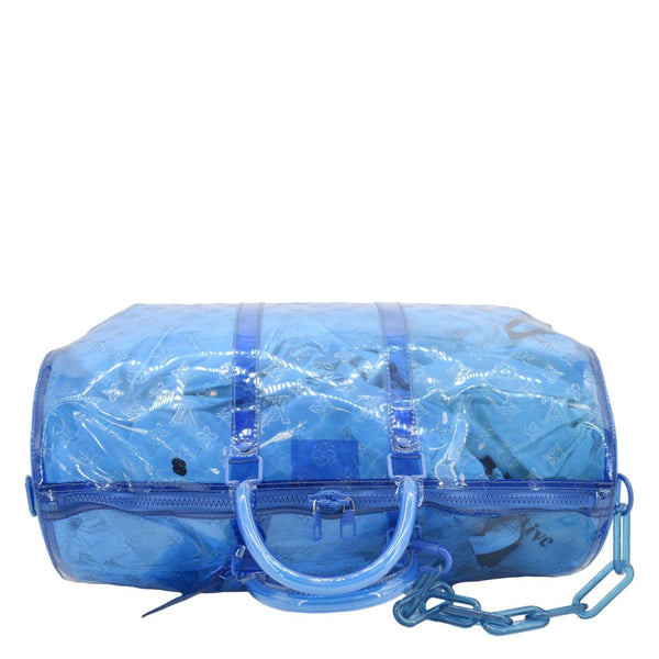 LOUIS VUITTON Keepall 50 Bandouliere Transparent PVC Travel Bag Blue