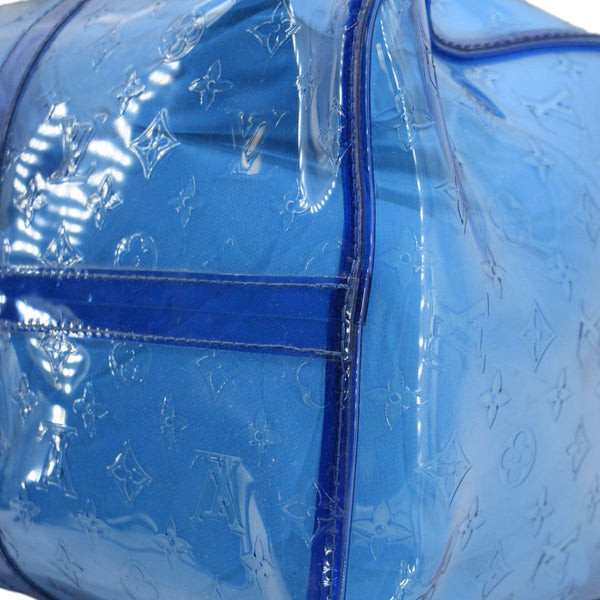 LOUIS VUITTON Keepall 50 Bandouliere Transparent PVC Travel Bag Blue