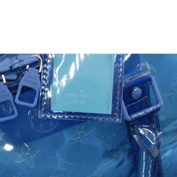 LOUIS VUITTON Keepall 50 Bandouliere Transparent PVC Travel Bag Blue