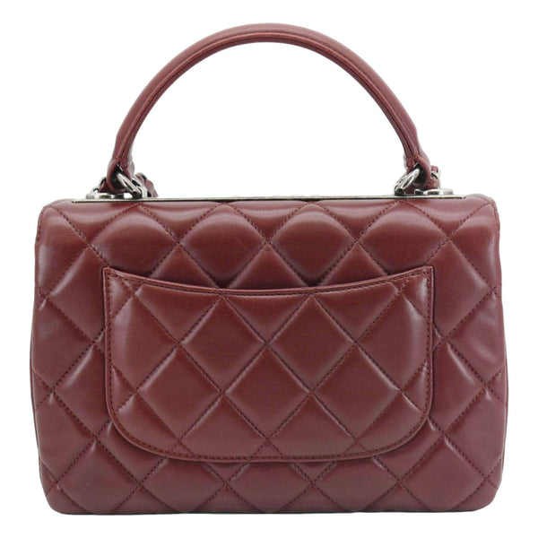 CHANEL Trendy CC Flap Quilted Leather Top Handle Shoulder Bag Burgundy