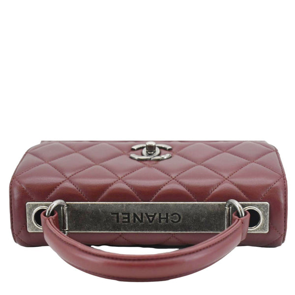 CHANEL Trendy CC Flap Quilted Leather Top Handle Shoulder Bag Burgundy