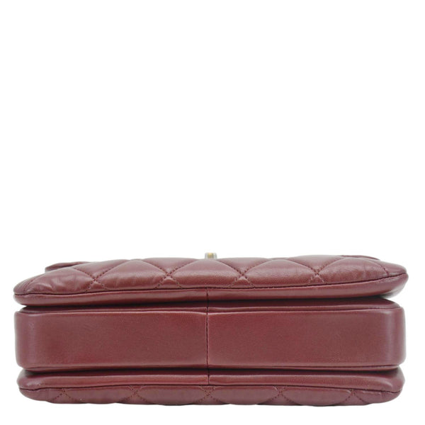 CHANEL Trendy CC Flap Quilted Leather Top Handle Shoulder Bag Burgundy