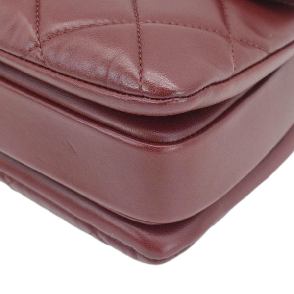 CHANEL Trendy CC Flap Quilted Leather Top Handle Shoulder Bag Burgundy