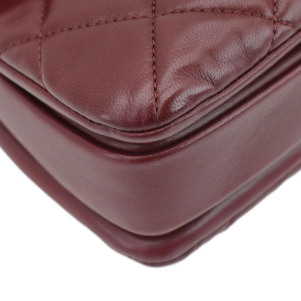 CHANEL Trendy CC Flap Quilted Leather Top Handle Shoulder Bag Burgundy