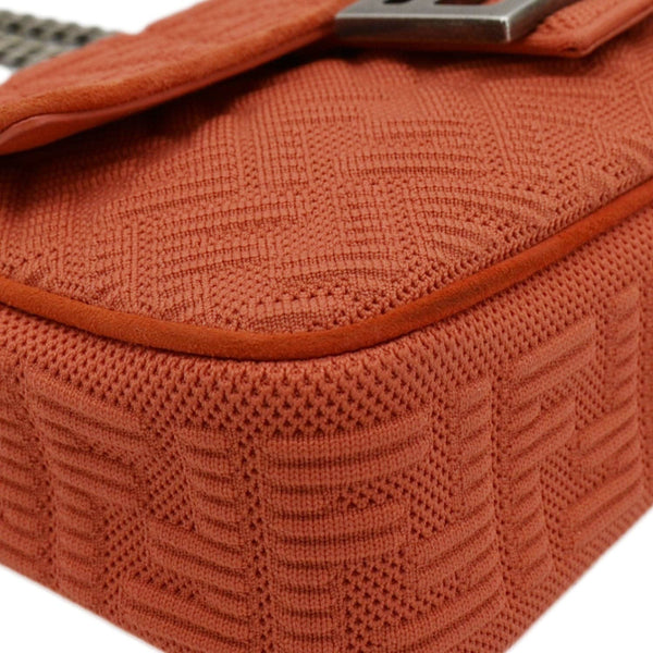 FENDI Baguette Technical Fabric FF Midi Chain Shoulder Bag Orange