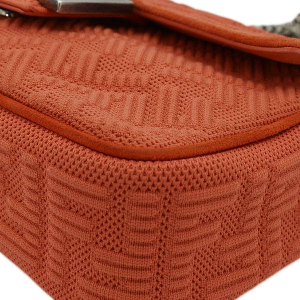 FENDI Baguette Technical Fabric FF Midi Chain Shoulder Bag Orange