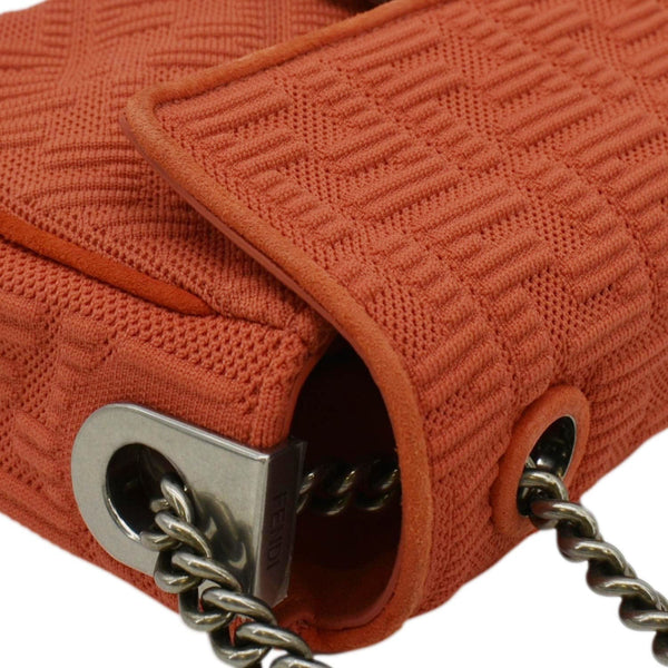 FENDI Baguette Technical Fabric FF Midi Chain Shoulder Bag Orange