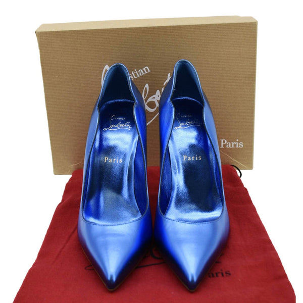 CHRISTIAN LOUBOUTIN  So Kate 120 Metallic Leather Shoes Blue EU 39.5