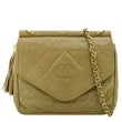 CHANEL Tassel Flap Quilted Leather Camera Case Shoulder Bag Beige