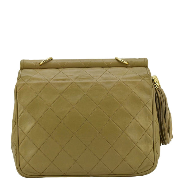 CHANEL Tassel Flap Quilted Leather Camera Case Shoulder Bag Beige