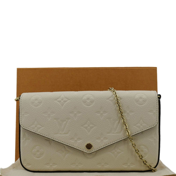 LOUIS VUITTON Felicie Monogram Empreinte Leather Pochette Crossbody Bag Cream