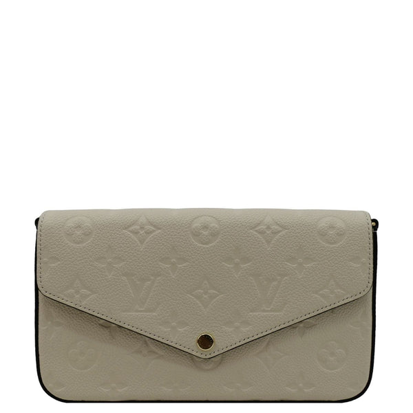 LOUIS VUITTON Felicie Monogram Empreinte Leather Pochette Crossbody Bag Cream