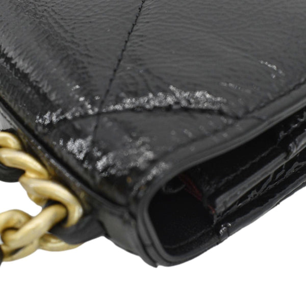 CHANEL 19 CC WOC Quilted Shiny Leather Wallet On Chain Crossbody Bag Black