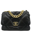 CHANEL 19 Flap Quilted Lambskin Leather Shoulder Bag Black