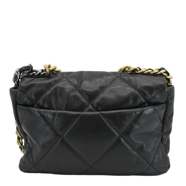 CHANEL 19 Flap Quilted Lambskin Leather Shoulder Bag Black