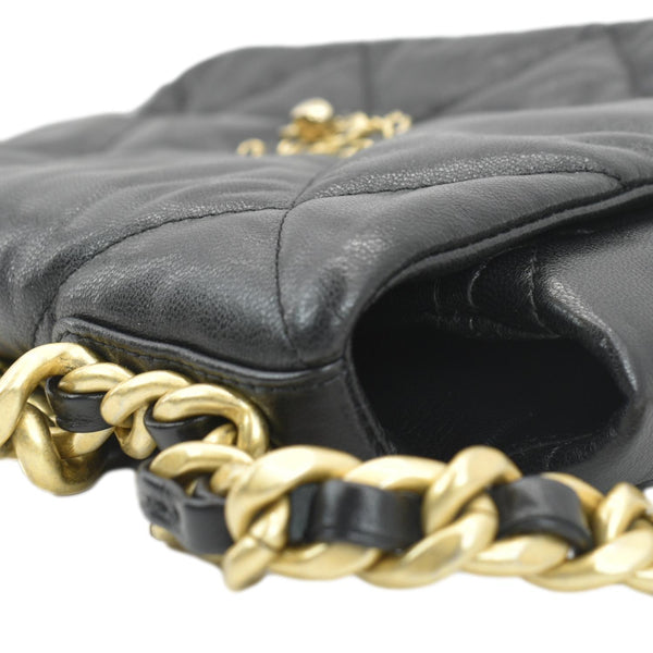 CHANEL 19 Flap Quilted Lambskin Leather Shoulder Bag Black