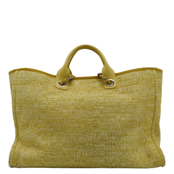 CHANEL Deauville Tweed Canvas Shopping Tote Shoulder Bag Yellow back look