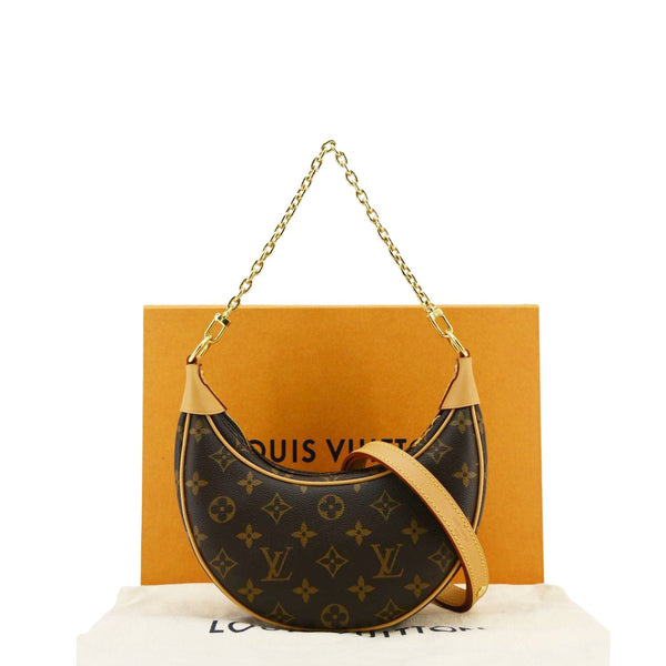 LOUIS VUITTON Loop Half Moon Monogram Canvas Shoulder Bag Brown